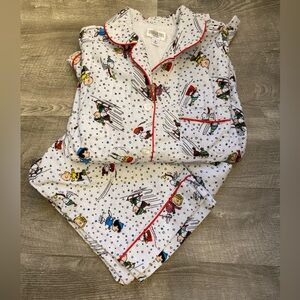 Peanuts White Pajama Set Women Medium EUC